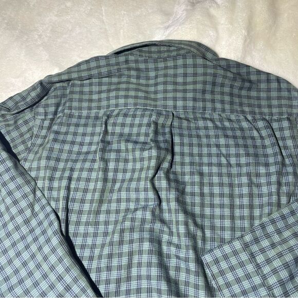 Men's 16-16 1/2 Neck Dark Green Plaid Button Down Dress Shirt - Large - Picture 10 of 11